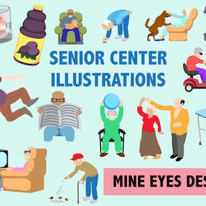 SENIOR CENTER ILLUSTRATIONS  fun elderly old folks image clipart People grandma Grandpa clip art old people