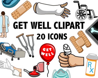 GET WELL CLIPART  hospital medical and health icons doctor clipart digital medical illustrations
