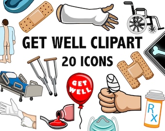 Get Well Clipart: 20 Medical & Hospital Illustrations (PNG, JPEG)
