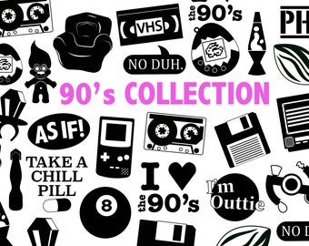 90s SVG Clipart Collection: Retro Party Cut Files (Digital Download)