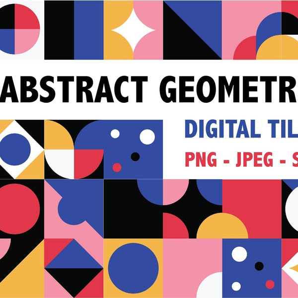 ABSTRACT GEOMETRIC digital tile clipart - colorful shapes - design elements