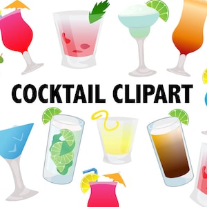 COCKTAIL CLIPART digitale cocktails en alcoholische drank vectorafbeeldingen Cocktail clip art Instant Download