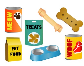 PET FOOD CLIPART  cat and dog feed icons Pets Printable pet food  cat treats dog bone food dish and more!