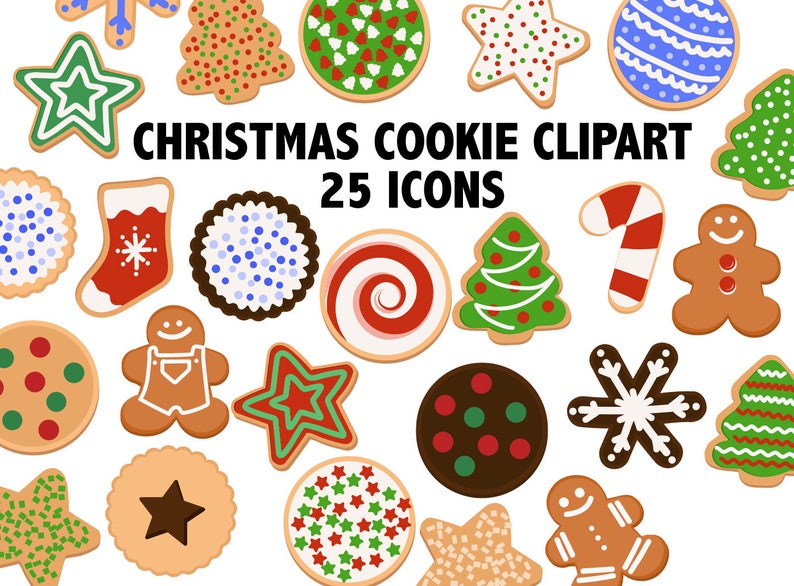 CHRISTMAS COOKIE CLIPART Xmas Holiday Icons Printable Holiday - Etsy