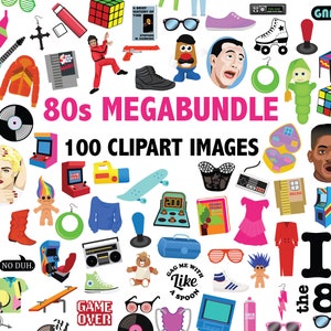 Graphismes des années 80 Megabundle Clipart icônes numériques