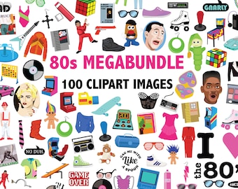 80s Graphics Megabundle Digital Clipart Icons