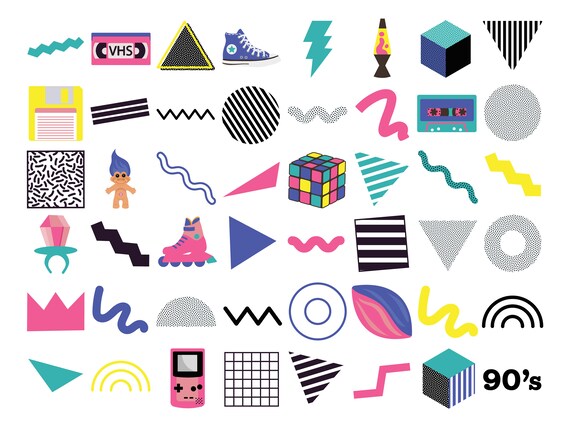 90s Graphic Design Memphis Pattern 80s Retro Vaporwave 90s Art Poster