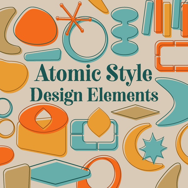 Atomic Graphic Design Elements Mid-Century Googie Abstract Shapes Clipart retro sign shape 1950s clipart Mid Century clip art designs