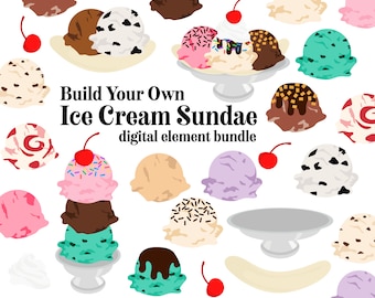 Ice Cream Builder Build Your Own Ice Cream graphics Banana Split Sundaes scrapbooking images Clip art