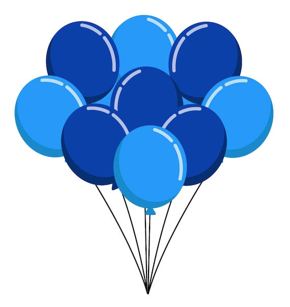 BIRTHDAY PARTY CLIPART Blue Balloon and Banner Icons - Etsy Israel
