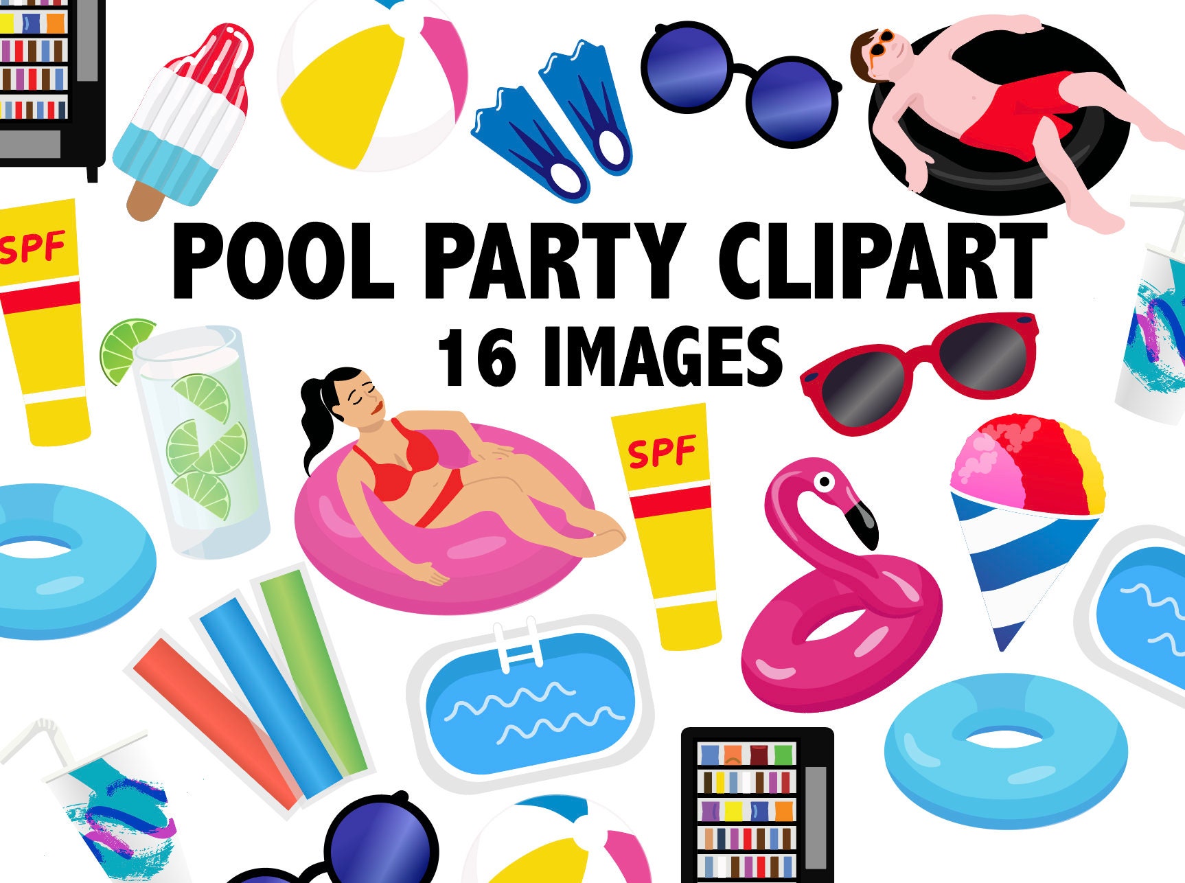 Pool Party PNG Clipart - Summer Fun Swimsuit Pool Noodle Squirt Gun Beach  Ball Floaties Water Balloons Clip Art - For Commercial Use