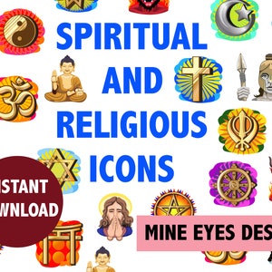 SPIRITUAL & RELIGIOUS SYMBOLS Clipart - Digital vector cultural religion image set