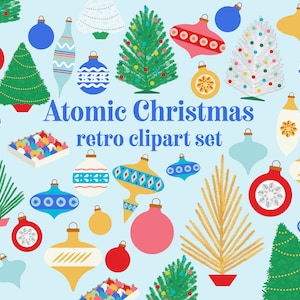 Atomic Christmas Graphics Set retro Mid Century Christmas