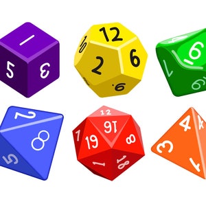 GAMING DICE CLIPART - iconos digitales de mazmorras y dragones