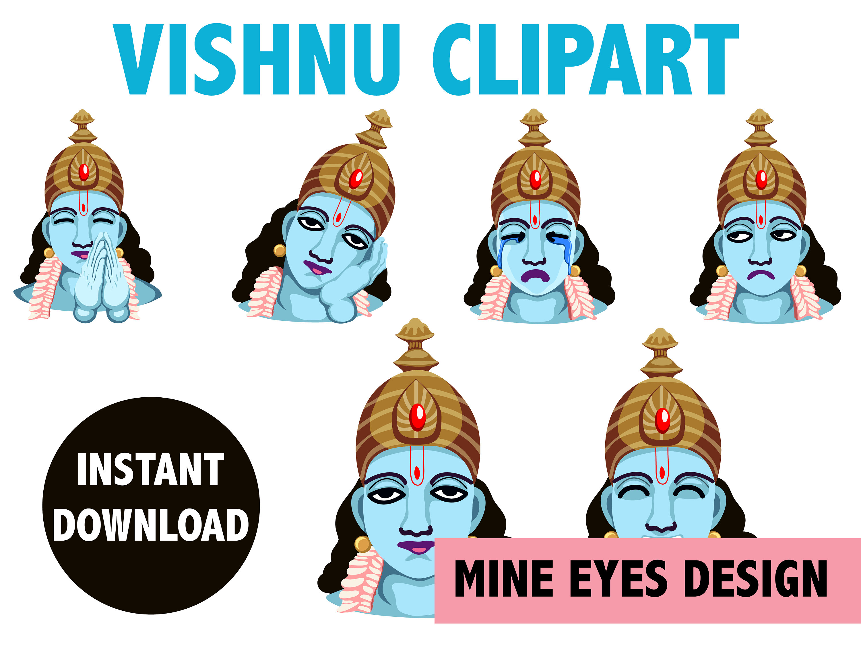Clipart De Vishnu Hindu God Vishnu Line Drawing Vector Illustration,