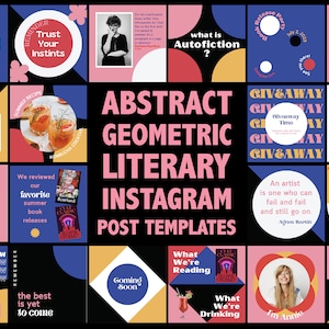 Abstract Geometric Literary Instagram Post Templates  25 Canva templates to edit and customize Colorful bright simple social media