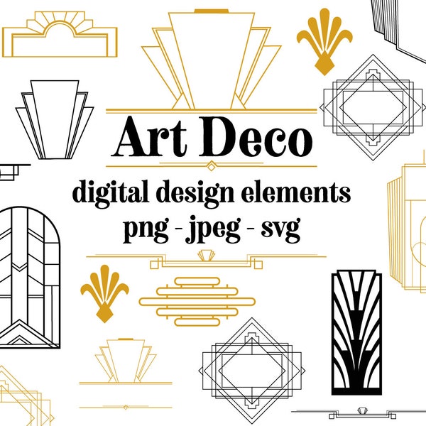 ART DECO Design Elements  borders flourishes and logos for Great Gatsby Party  Instant Download clipart CLIPART