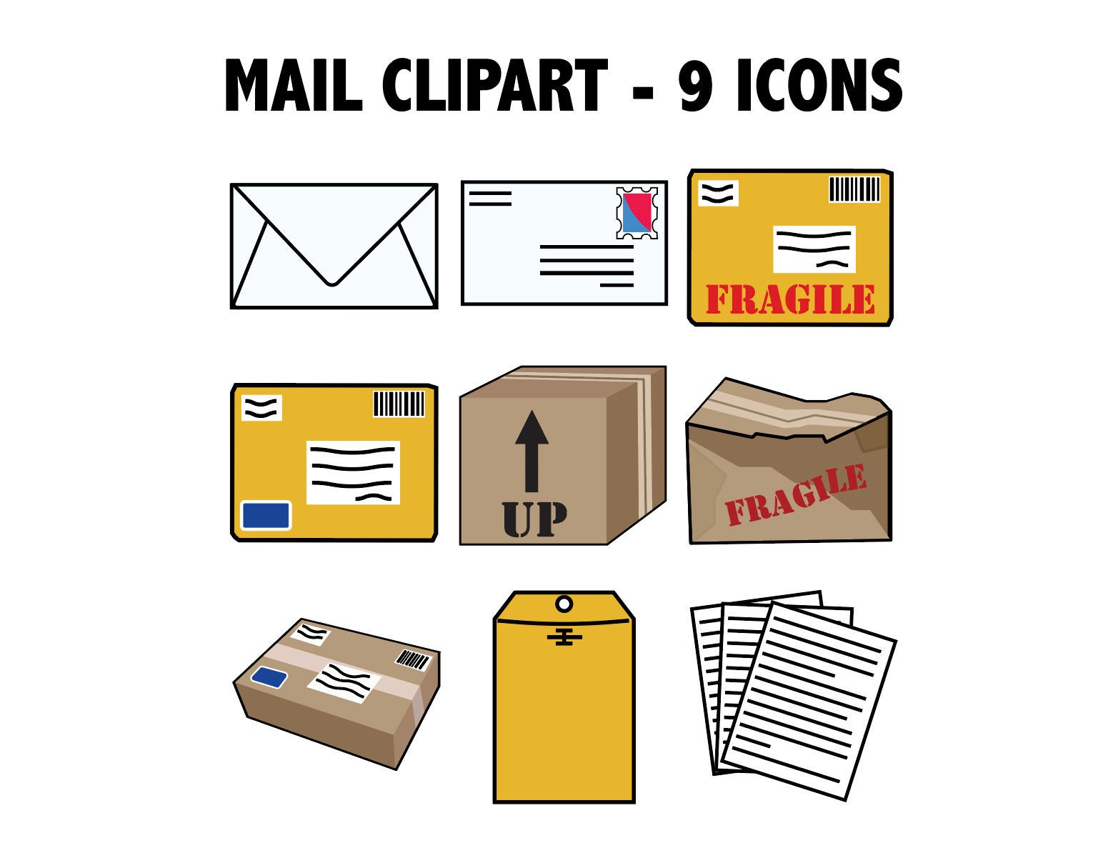 MAIL and SHIPPING CLIPART - usps fedex small business icons shipping rate i...