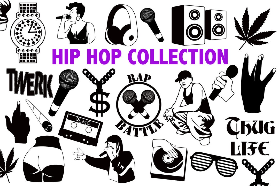 HIP HOP COLLECTION Rap and Rapper Svg Clipart Icons Music Education Rap