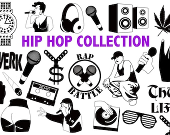 HIP HOP COLLECTION  rap and rapper Svg clipart icons Music Education rap battle clip art