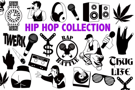 HIP HOP COLLECTION Rap and Rapper Svg Clipart Icons Music Education Rap Battle Clip Art Etsy Canada