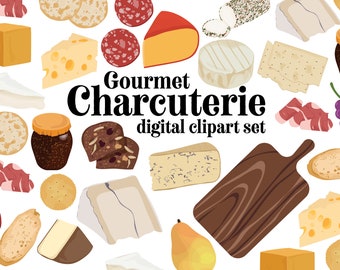Gourmet Charcuterie Graphics Cheese board clip art snack appetizer