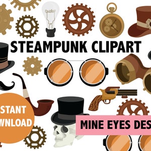 STEAMPUNK CLIPART Steam Punk rusty & dusty steam punk illustrations Hi resolution printable images