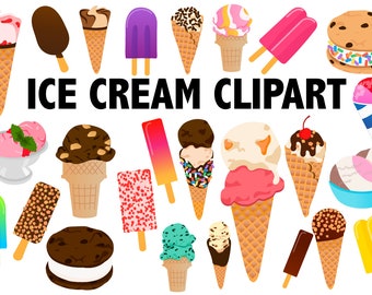 Clipart z lodami: grafika letniego deseru (do pobrania w wersji cyfrowej)