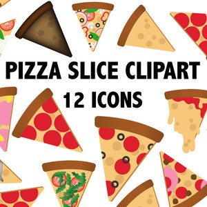 PIZZA SLICE CLIPART cheesy pepperoni pizza icons Digital Images illustrations