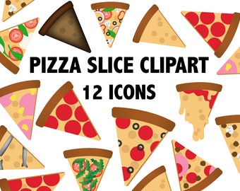 PIZZA SLICE CLIPART cheesy pepperoni pizza icons Digital Images illustrations