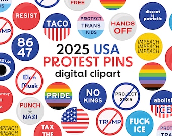 USA Protest Clipart: Patriotic Anti-Trump Graphics (Digital Download, 22 PNGs)
