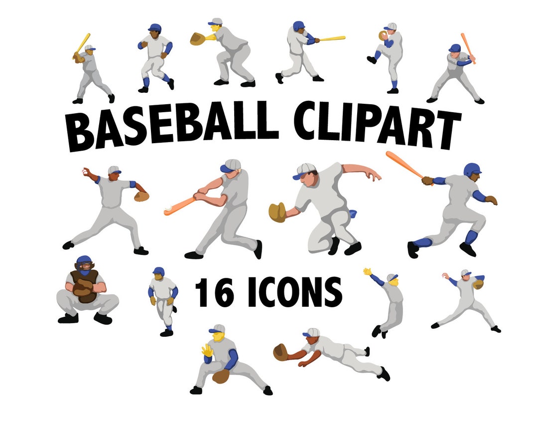 BASEBALL CLIPART Sports Icons Pitcher Batter Uniform School Sports Team ...
