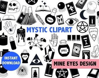 MYSTIC CLIPART witchcraft occult tarot magic Witch clip art Spells and Seance and spiritual printable clip art images