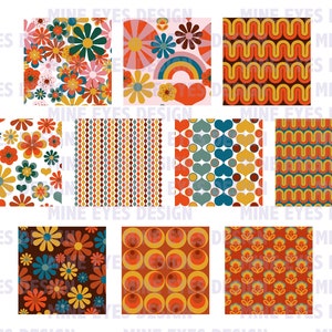 1970s Bundle RETRO Seventies Clip Art Icons and Seamless Digital Papers ...