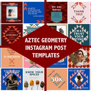 Aztec Geometric Instagram Post Templates - 25 Canva templates to edit and customize, Colorful bright simple