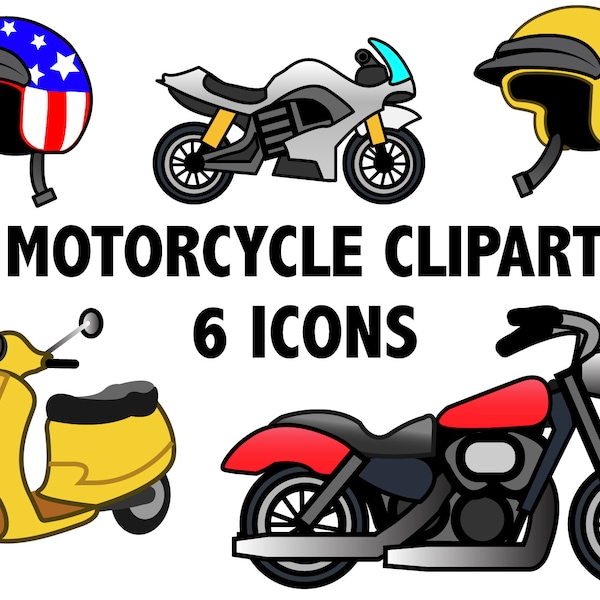 MOTORCYCLE CLIPART  Printable transportation scooter bike and helmet icons