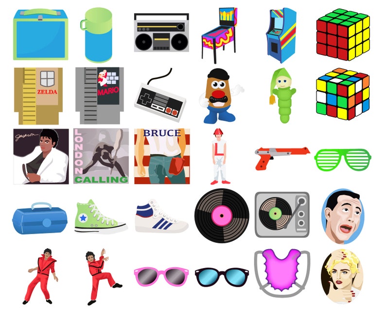 80'S CLIPART retro digital 1980's icons nintendo image 2.