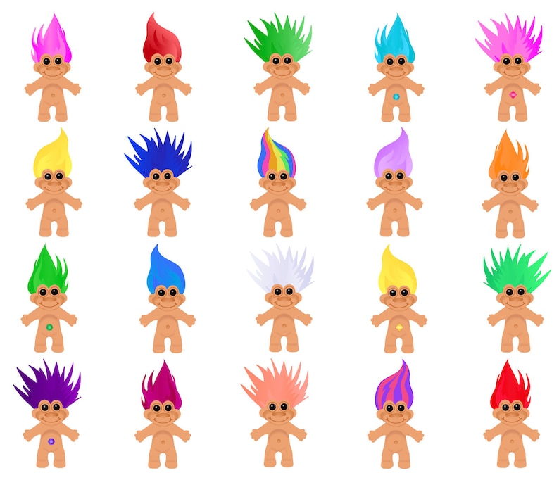 TROLL CLIPART 90s troll doll icons Printable Troll party | Etsy