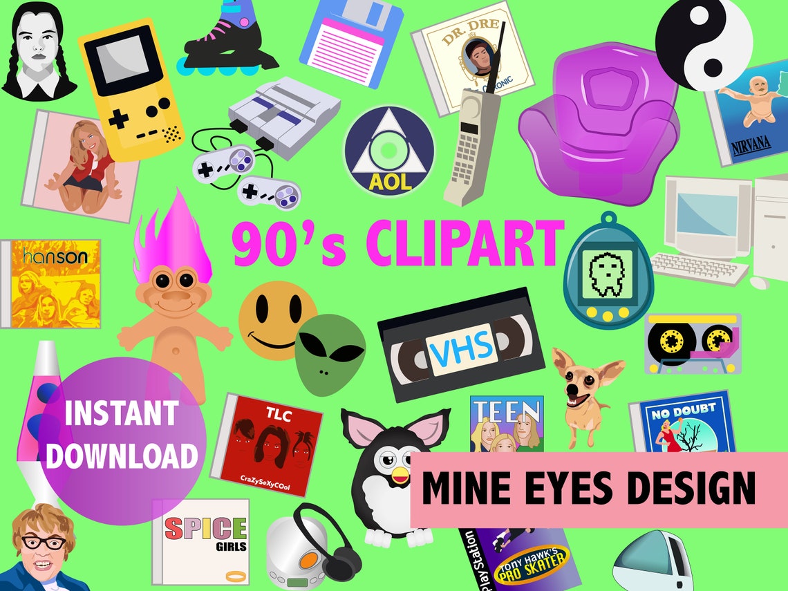 90'S CLIPART Retro 90's toys icons Printable party | Etsy