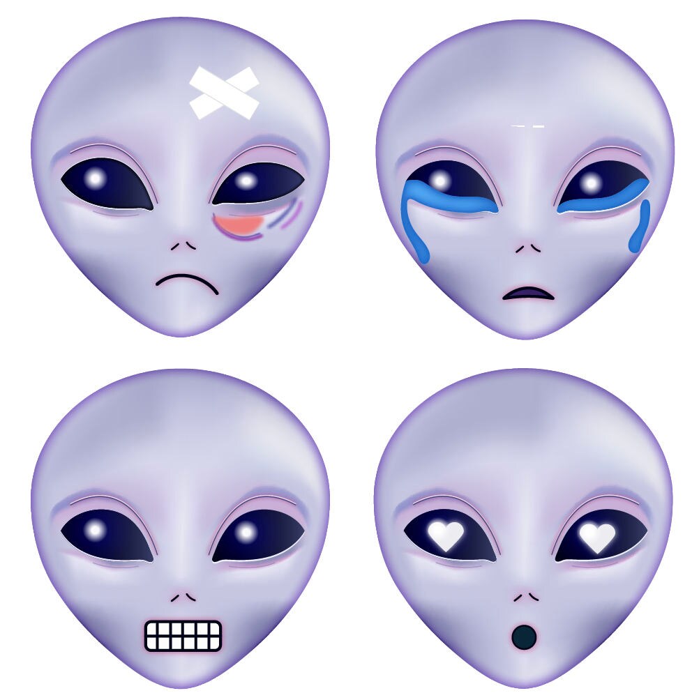 ALIEN CLIPART Extraterrestrial Outer Space Emoji Icons | Etsy