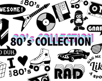 80s SVG Clipart Collection: Retro Party Cut Files (Digital)