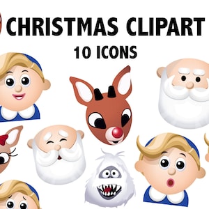 KERST CLIPART afdrukbare vakantie stripfiguren iconen kerstfiguren Santa Rudolph Abominable Snowman xmas en meer!
