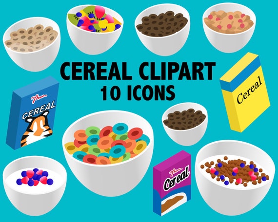 Cereal Clipart Breakfast And Brunch Cold Cereal Icons Etsy