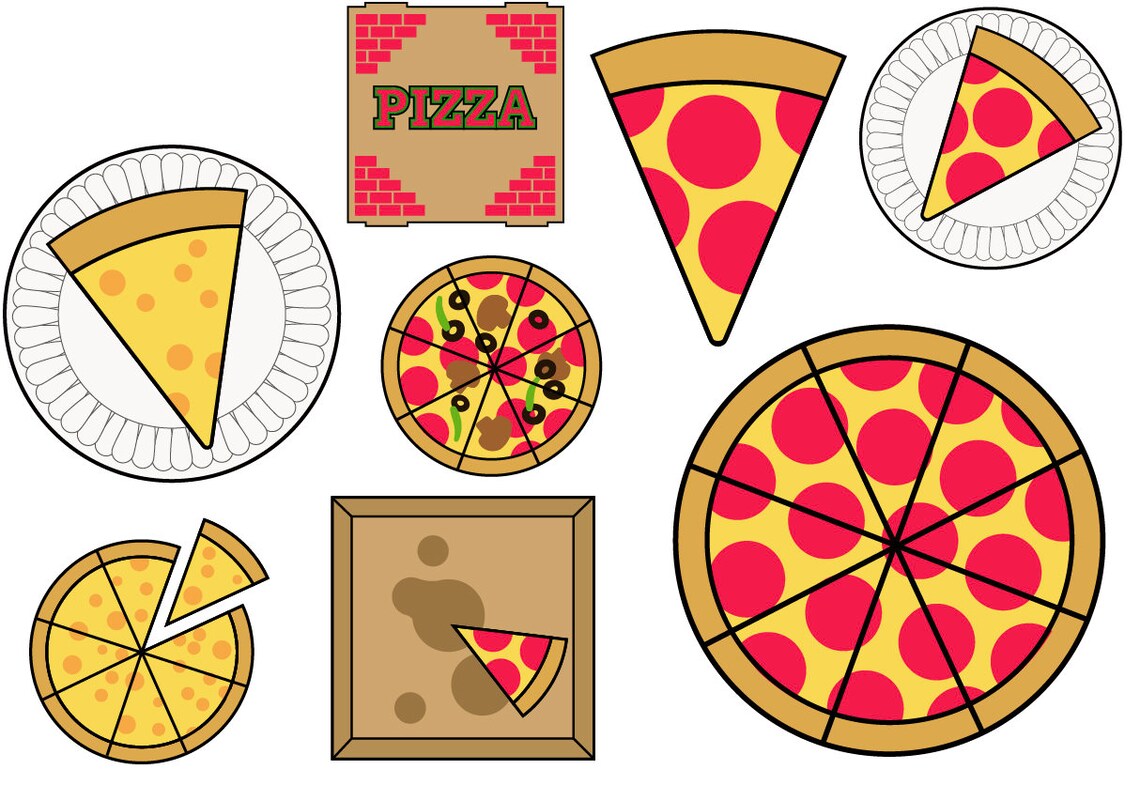 PIZZA PARTY CLIPART Printable Pizza Images pizza Parlor | Etsy