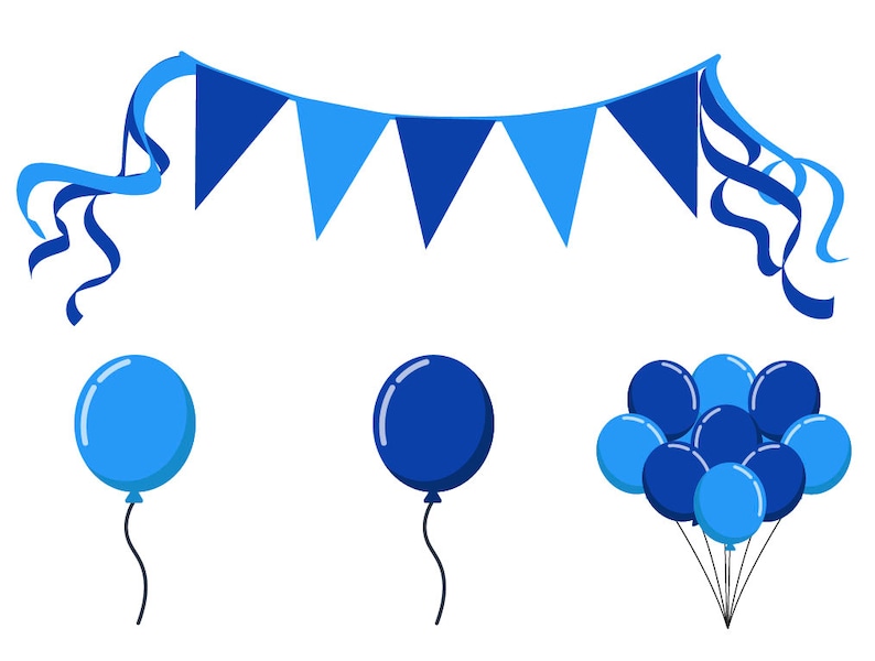 BIRTHDAY PARTY CLIPART blue balloon and banner icons | Etsy (794 x 600 Pixel)