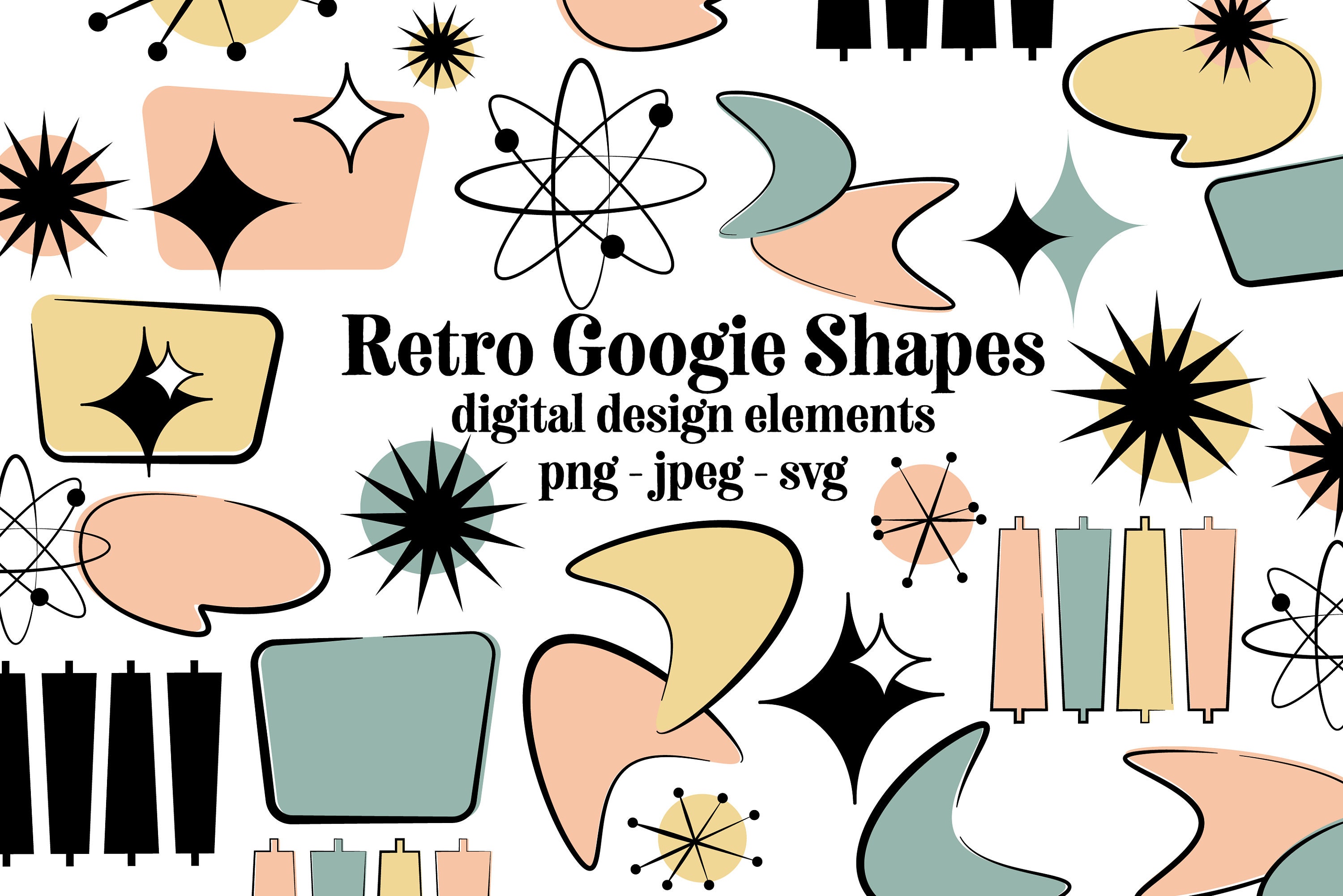 Retro Googie Shapes Design Elements Mid Century Modern Icons Clipart Googie  Sign Shapes 1950s 1940s Digital Clip Art 50s - Etsy