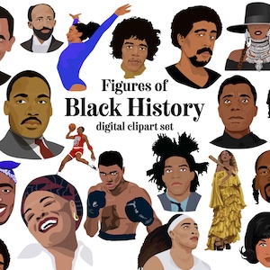 Figures of Black History digital clipart set black american historical clip art