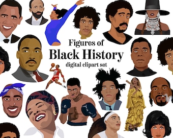 Figures of Black History digital clipart set black american historical clip art