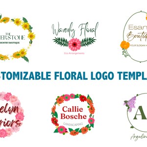 Floral Logo Templates Digital Customizable Canva Templates Flowers template florist flower business