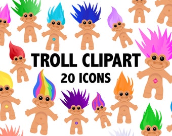 TROLL CLIPART Icônes de poupée troll des années 90 Images de fête Troll imprimables